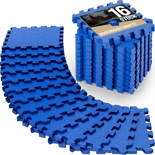 16x Bodenschutzmatte für Pool & Fitness 45x45cm