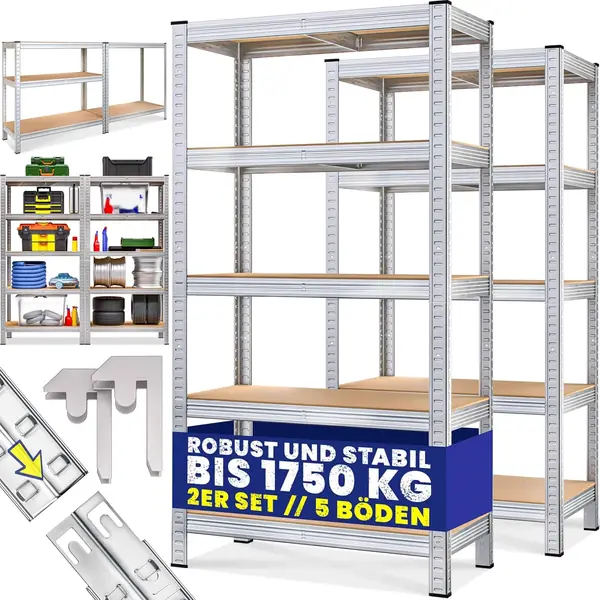 2X Schwerlastregal 180x90x40cm Befestigungsmaterial