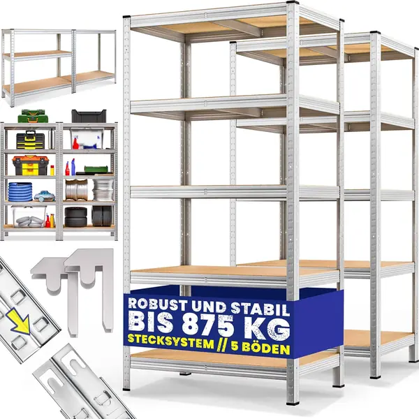 2X Schwerlastregal XL 180x90x60cm 1750kg 5 MDF-Platten