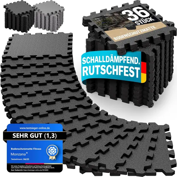 36x Bodenschutzmatten Fitness & Pool mit Randstücken 30 x