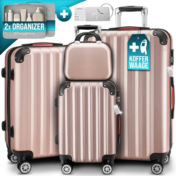 4tlg. Kofferset mit Beautycase