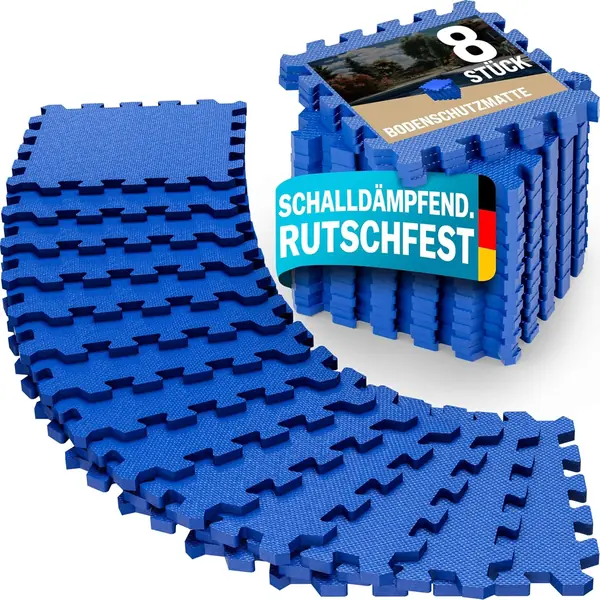 8X Bodenschutzmatte für Pool & Fitness 45x45cm rutschfest