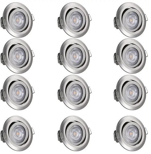 Einbaustrahler 12er Set LED Flach Dimmbar 68mm Schwenkbar