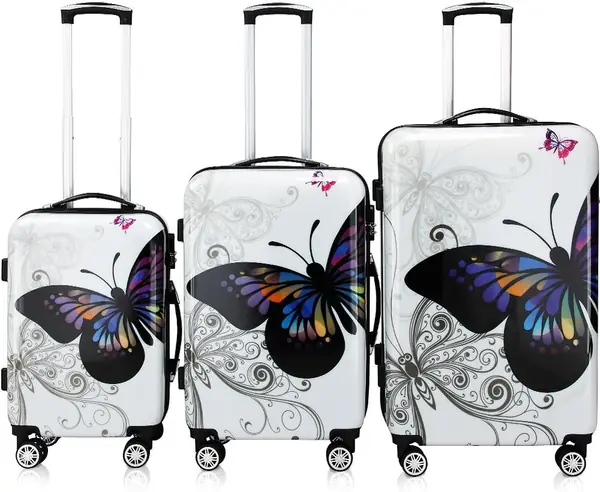 Hartschalenkoffer Set Butterfly Basic Reisekoffer Trolley