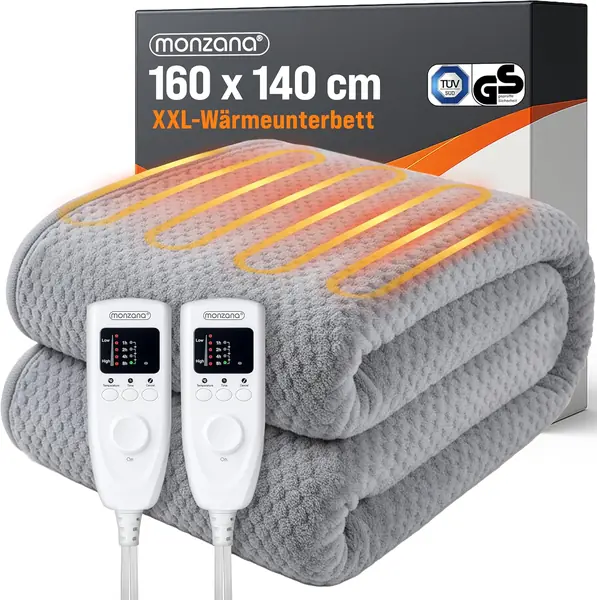 Heizdecke Wärmeunterbett 160x140cm Timer Coral Fleece
