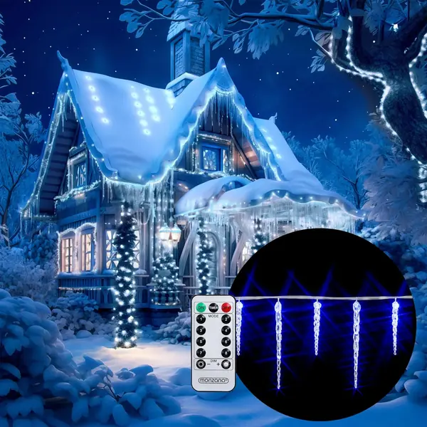 LED Eiszapfen Lichterkette 40 Eiszapfen blau