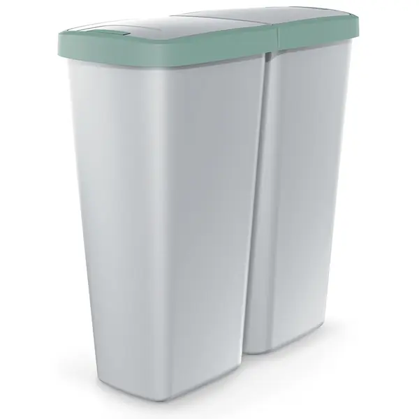 Mülleimer Küche 50L 2 Fächer mit Deckel Druckknopf