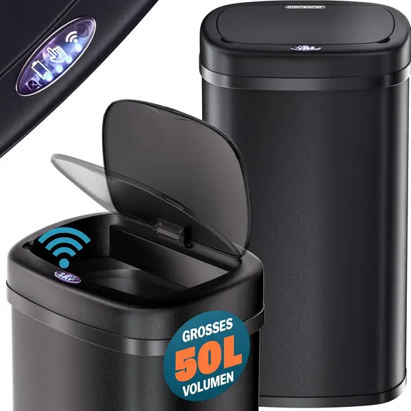 Mülleimer mit Sensor Küche 50L Edelstahl Automatik Deckel