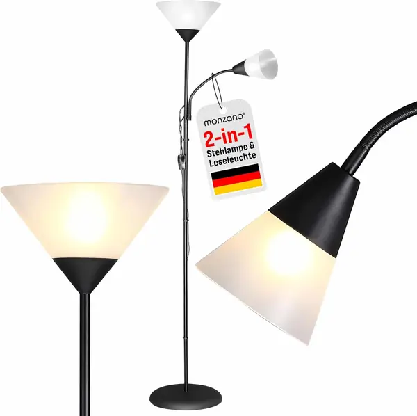 Stehlampe 175 cm Schwarz Verstellbare Stehleuchte mit