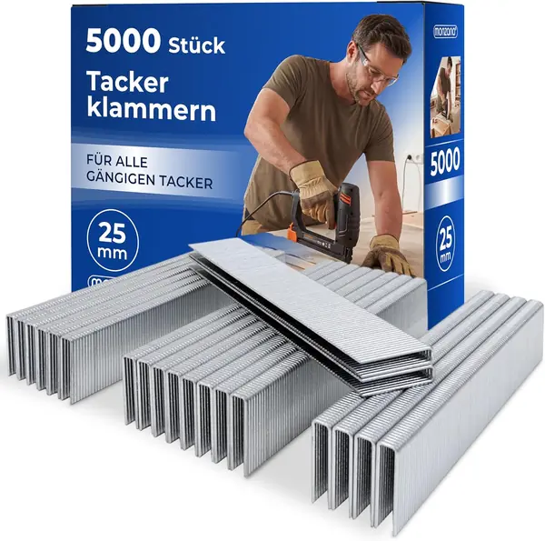 Tackerklammern 25 mm Verzinkt Passgenau für Druckluft