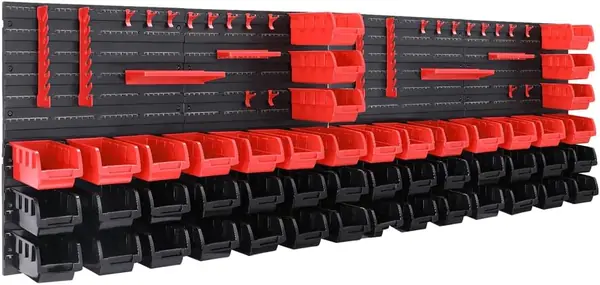 Wandregal 86 tlg mit Stapelboxen und Werkzeughalter Box